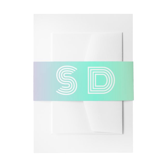 Holographic Gradient Monogram Chic Wedding  Invitation Belly Band (Front Example)