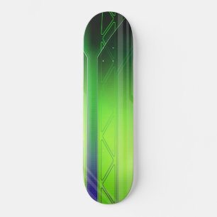 Holographic Green and Black Sci-Fi Panel Skateboard