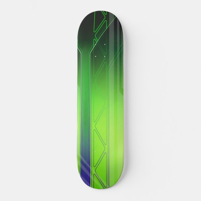 Holographic Green and Black Sci-Fi Panel Skateboard (Front)