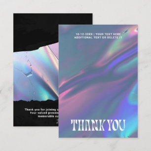 Holographic Groovy Retro Grunge Photo or Logo Thank You Card