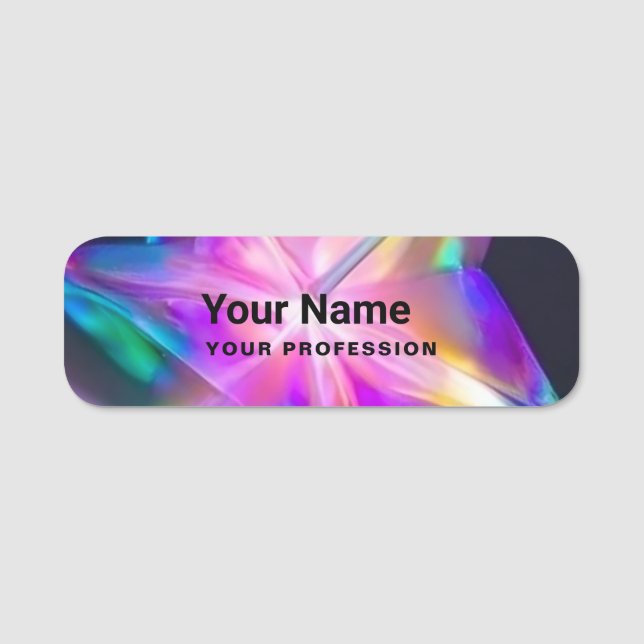 Holographic Grunge Pin Name Tag or Magnetic (Front)