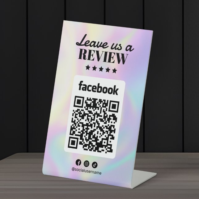 Holographic Hair Salon Facebook Reviews Qr Code Pedestal Sign (Creator Uploaded)