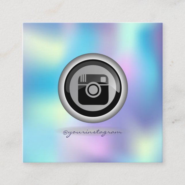 Holographic Instagram Social Media Square Business Card (Front)