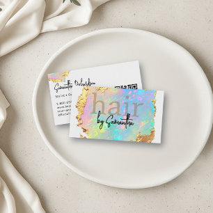 Holographic Iridescent Agate Hair Stylist Salon QR Business Card