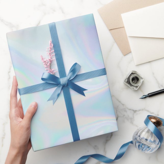 Holographic Iridescent Cute Modern Holiday Wrapping Paper (Gifting)