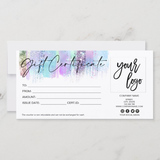 holographic iridescent gift card add logo (Front)