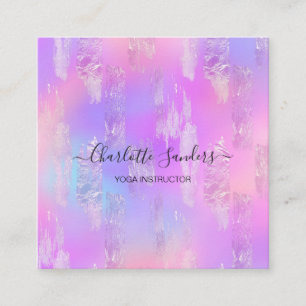 Holographic iridescent gold foil  square business card