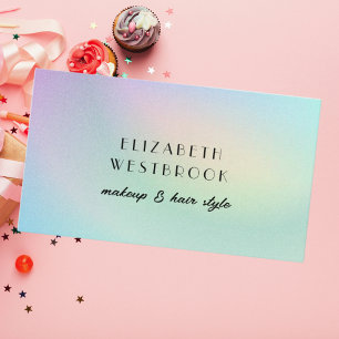 Holographic Iridescent Modern Elegant Hair Salon M Business Card