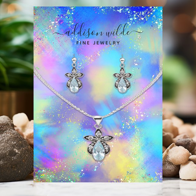 Holographic Iridescent Necklace Earring Display Business Card (Creator Uploaded)