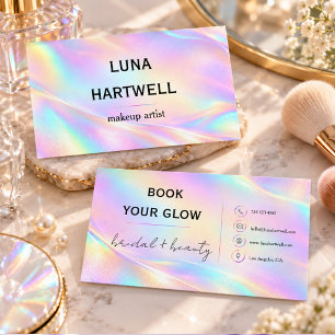 Holographic Iridescent Opal Beauty Makeup Artist Business Card
