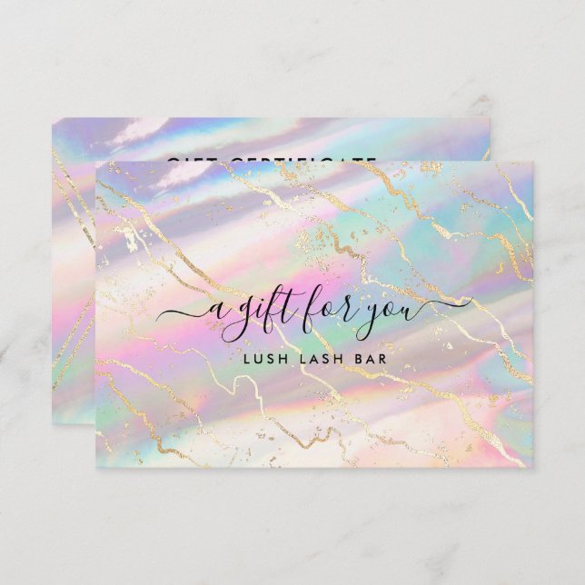 Holographic Iridescent Opal Gem | Gift Certificate (Front/Back)