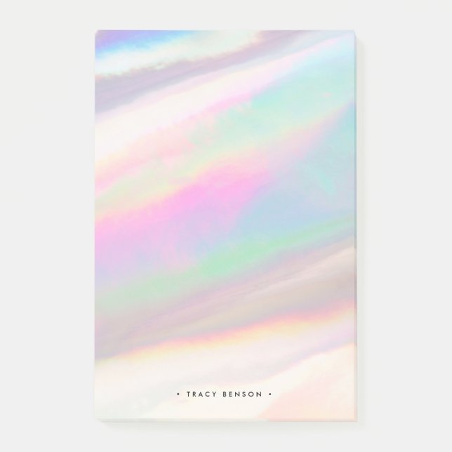 Holographic Iridescent Opal Gemstone Personalised Post-it Notes (Front)