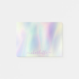 Holographic Iridescent Pastel Rainbow Name Post-it Notes