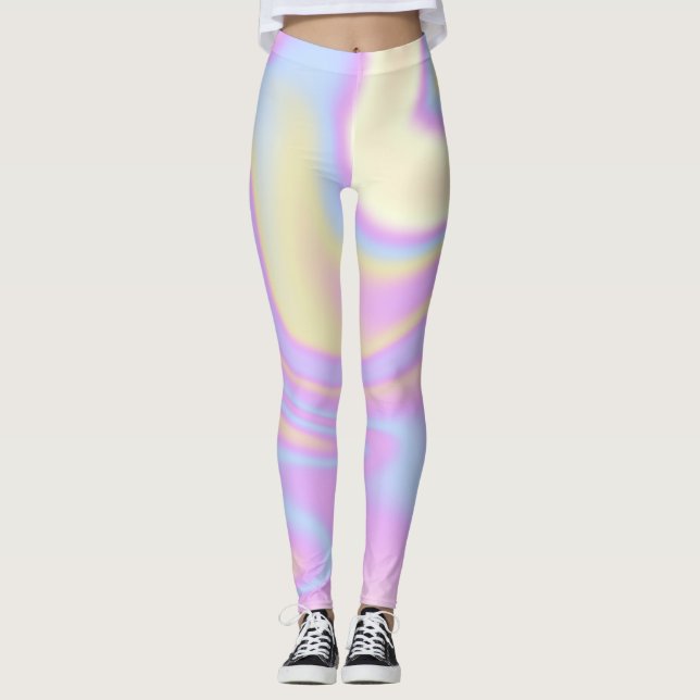 Holographic Iridescent Vibrant Colourful Leggings (Front)