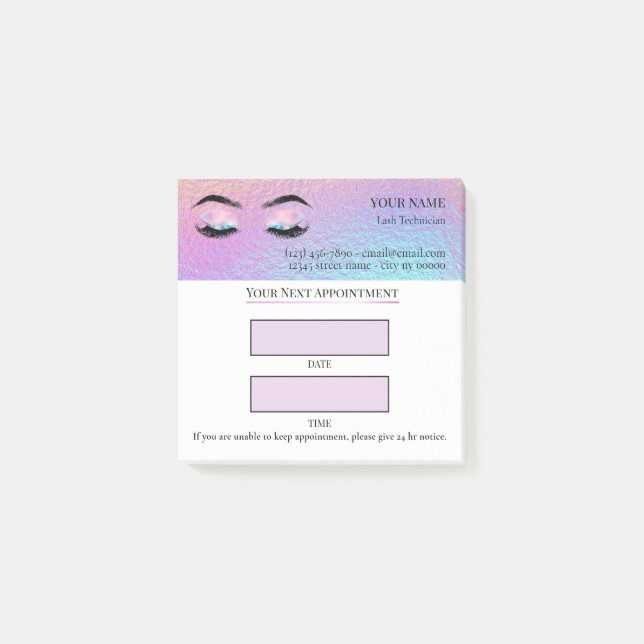 Holographic Lash appointment Post-it Notes (Front)
