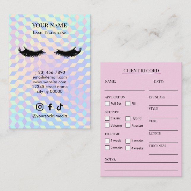 Holographic Lash Client Record Form Business Card (Front/Back)
