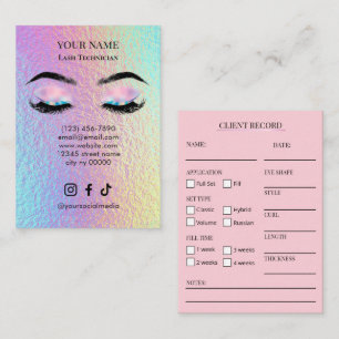 Holographic Lash Client Record Form Business Card