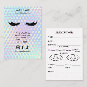 Holographic Lash Client Record Form Business Card