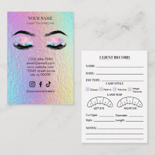 Holographic Lash Client Record Form Business Card