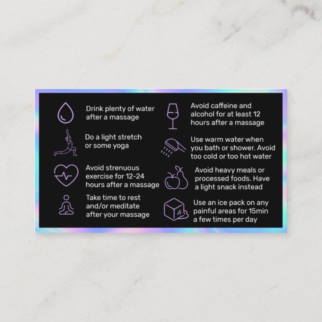 Holographic Lash Lift And Tint Aftercare Card (Back)