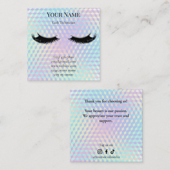Holographic Lash Technician Thank you Card (Front/Back)