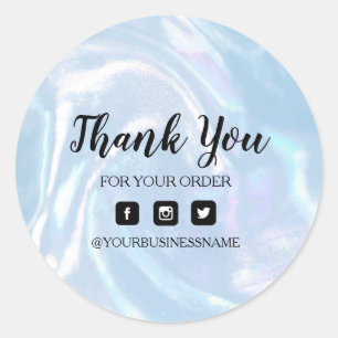 Holographic light blue    Elegance and harmony  Classic Round Sticker