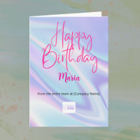 holographic light purple company birthday wishing