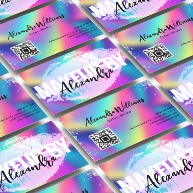 Holographic Lips Glitter Makeup Artist Beauty Business Card (Creator Uploaded)
