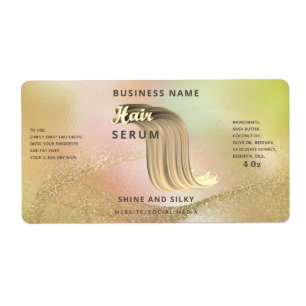 Holographic liquid gold elegant hair serum label