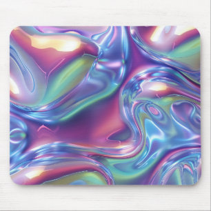 Holographic Liquid Metal Gradient Aura Aesthetic Mouse Pad