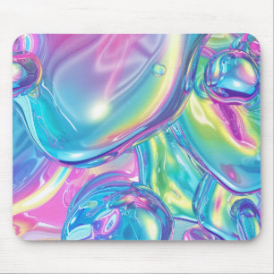 Holographic Liquid Metal Gradient Aura Aesthetic Mouse Pad