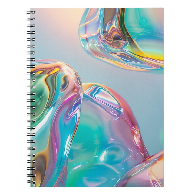Holographic Liquid Metal Gradient Aura Aesthetic Notebook (Front)