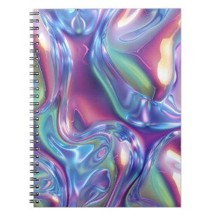 Holographic Liquid Metal Gradient Aura Aesthetic Notebook