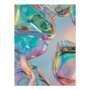 Holographic Liquid Metal Gradient Aura Aesthetic Poster