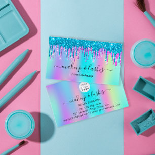 Holographic Logo QR Code Lash Makeup Hair Drips Business Card