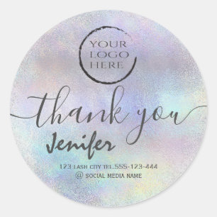 holographic  logo script thank you classic round sticker