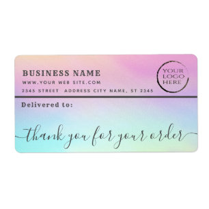 Holographic logo thank you business mailing label