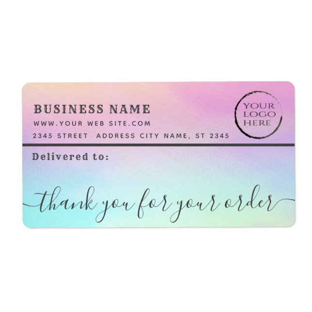 Holographic logo thank you business mailing label (Front)