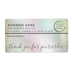 Holographic logo thank you business mailing label