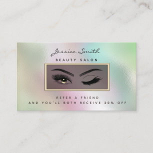 holographic luminous  eyelashes & eyebrows wink referral card