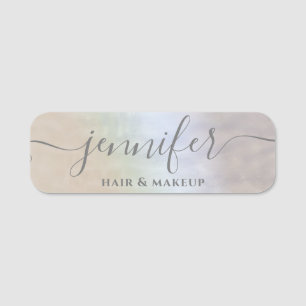 Holographic luminous trendy script modern name tag