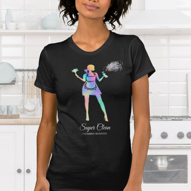 Holographic Maid Cleaning Cleaning Services Busine T-Shirt (Creator Uploaded)