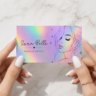 Holographic Makeup Artist Business Card