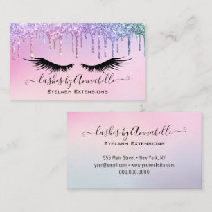 Holographic Makeup EyeLashes Sparkle Glitter Drip  Business Card