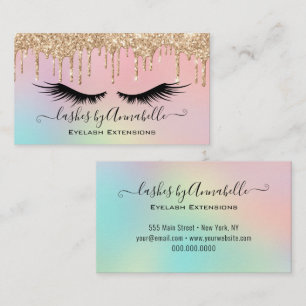 Holographic Makeup EyeLashes Sparkle Glitter Drip Business Card