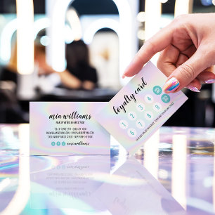 Holographic makeup hair script salon loyalty card