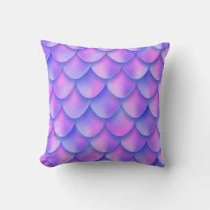 Holographic mermaid tail, vibrant foil texture. cushion