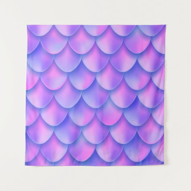 Holographic mermaid tail, vibrant foil texture. tapestry (Front)