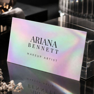 Holographic Minimalist Makeup Artist Business Card