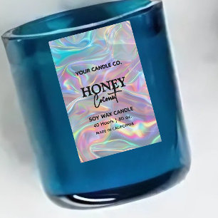 holographic minimalist Vertical Candle label